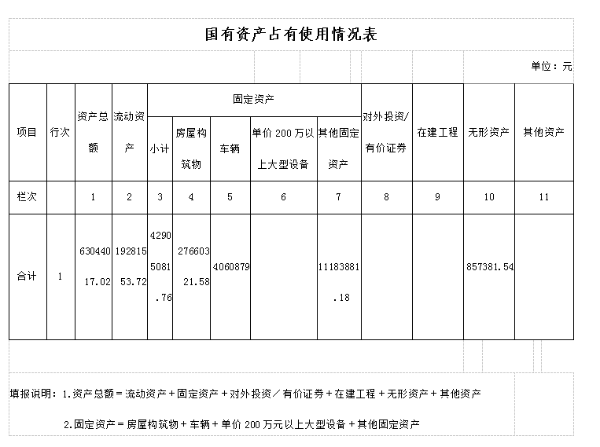 资产情况表