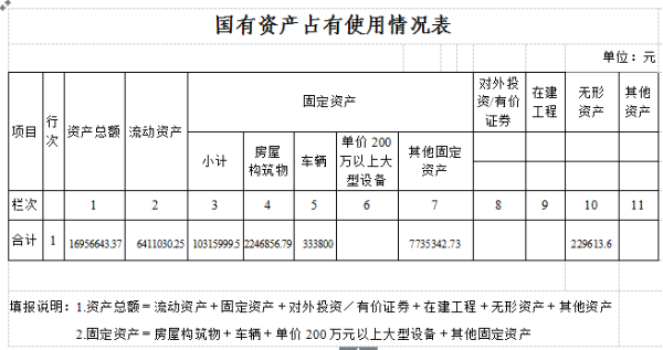 资产情况表